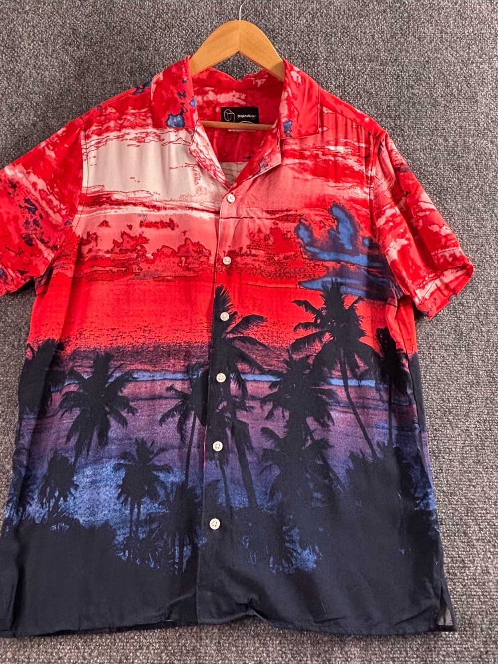 Original Use Palm-Print Button-Down Shirt - Red/Blue
